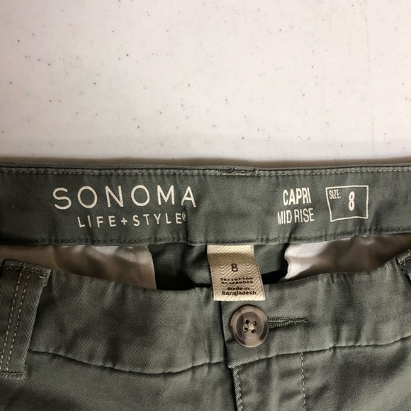 SONOMA Life & Style Green Stretch Capri Mid-Rise Pants Size 8 - Picture 3 of 5